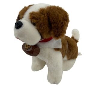 Elf Pets Saint Bernard Tradition Plush Dog Barrel Collar White Brown